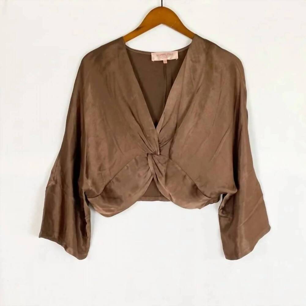 NEW SCANDAL ITALY women's cinderella cross v-neck top in brown